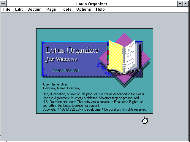 Lotus Organizer 1.0a - Splash